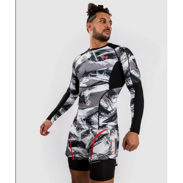 Рашгард - Venum Electron 3.0 Rashguard Long Sleeves - Grey/Red​